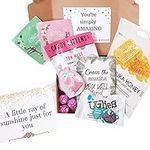 Little Box of Sunshine 10 Item Gift for Her, Hug in a Box - Care Package for Her - Tea, Face Mask & Nail File Pamper Box | Letterbox Gifts with Tea, Notepad and Sweets Gifts for Women (Pink)