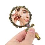 TOMATUS® Mini Vintage Style Makeup Mirror, Small Pocket Size Folding Handheld Vanity Mirror, Pack of 1, Gold