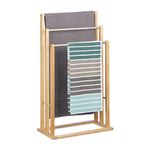 Towel Holder Freestanding with 3 Towel Rails, Towel Stand for Bathroom, Bamboo, Stainless Steel, HWD: 84 x 48 x 26 cm, Natural