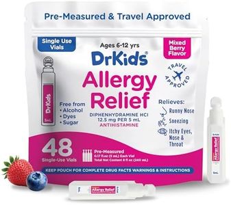 Dr. Kids Children's Allergy Relief Medicine with Diphenhydramine HCl 12.5 mg - Pre-Measured Single-Use Vials, Kids Antihistamine for Sneezing, Runny Nose & Itchy Eyes, Mixed Berry Flavor, 48 Count