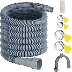 Elyfree 16.4ft Washing Machine Drain Hose, Universal Drain Hose Extension Kit for Washer, Dishwasher, Flexible Discharge Hose for LG/GE/Samsung, Fit up to 1-1/2 Inch Drain Outlets (16.4)