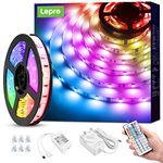 Lepro LED Strip Light 5M, Dimmable RGB LED Strips with Remote, Colour Changing Room Lights, Plug in LED Lights for Bedroom, Living Room, TV, Kitchen, Kids Room (5M, 150 Bright 5050 LEDs)