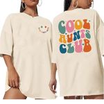 Aunt Shirt for Women Loose Oversized Auntie Letter Print Cute Graphic Tees Gift Aunts Casual Short Sleeve Tops T-Shirt, Beige, Medium