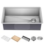 Kraus KWU110-32 Kore inch Undermount 16 Gauge Single Bowl Stainless Steel Kitchen Integrated Ledge and Accessories (Pack of 5), 32 Inch, 32"-Workstation Sink