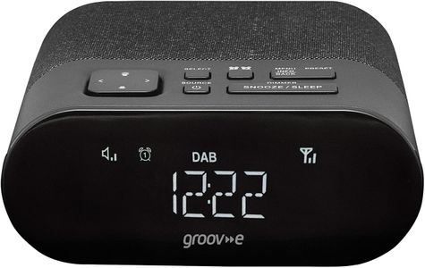 Groov-e Roma DAB/FM Clock Radio – USB Charging, LED Display, 40 Presets, Black