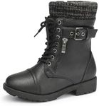 DREAM PAIRS Girl's Mid Calf Combat Ankle Lace up Boots,Size 6 Big Kid,Black,Amazon-K