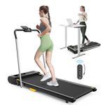 UREVO Under Desk Treadmill, Walking Pad, 0.6-7.6 Mph 2 in 1 Folding Treadmill with Smart Rotary Console,Including 3 HIIT Modes, 2.5 HP Treadmills for Home Office