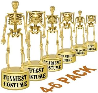 ORIENTAL CHERRY Halloween Party Supplies - Golden Best Costume Skeleton Trophies for Kids Adults Contest Awards Prizes - 4 Pack