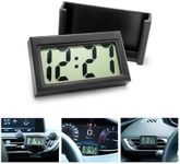 Osilly Mini Digital Clock for Car Dashboard, Battery Operated & Clear LCD Screen Time Display, Small Digital Clock with Self-Adhesive Bracket (Black)