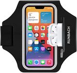 RUNBACH Armband for iPhone 16 Pro Max/16 Plus/15 Pro Max/15 Plus/iPhone 14 Pro Max/14 Plus/13,12,11 Pro Max/XS Max,Water Resistant Sport Armband with Zipper Slot for Airpods and Keys (Black)