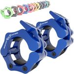 WARM BODY COLD MIND - Premium 2 inch Olympic Barbell Clamps, Weightlifting Collars, Weight Clips for Bars, Olympic Weight Lifting Clips, Bar Clamps - Gym Accessories Strength Training (Navy)