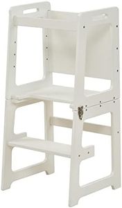 Avenlur Date 4-in-1 Foldable Tower - Toddler Step Stool with Chalkboard, Desk and Chair - Montessori and Waldorf Style Stool for Ages 18 Months to 6 Years