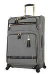 Steve Madden Designer Luggage - Checked Large 28 Inch Softside Suitcase - Expandable for Extra Packing Capacity - Lightweight Bag with Rolling Spinner Wheels (Peek-A-Boo Grey)