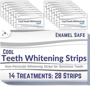 Cool Teeth Whitening Zero Peroxide Strips for Sensitive Teeth and Gums Whitener Band Kit 28 Pcs 14 Treatments 2 Week Supply Color Chart Gentle No Hp Bleach Free Instant White Tooth Non Slip Formula
