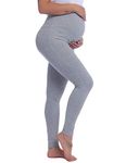 Joyaria Maternity Pregnancy Leggings Cotton Over The Belly Pants Bump Support Plus Size (Light Grey, XXL)