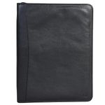 Grains & Tan Real Leather Portfolio A4 Notebook Document Folder Case File Storage Pure Soft Zipper Handmade Writing Pads Diaries Personal Travel Organizer Business Conference Presentation-Black