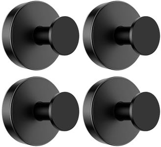 BKV Suction Cup Hooks for Glass Window,Removable Shower Hooks for Inside Shower,Metal Towel Hooks for Bathrooms,4 Pack(Black)