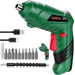 Goldsea Electric Screwdriver, Cordless Screwdriver Set Rotated 90 Degrees Electric Screwdrivers Handle 4.2V 2000mAh Rechargeable Lithium-Ion Battery w/LED Worklight & Charger, Green,red (TY002)