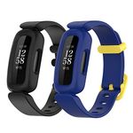 (2-Pack) Chofit Replacement Straps Compatible with Fitbit Ace 3 Strap, Soft Silicone Sport Adjustable Flexible Wristbands Arm Band for Ace 3/ Inspire 2 Activity Tracker (Black+Blue-Yellow)