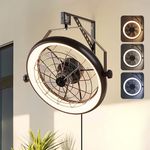 Fansconce Wall Mounted Fan with Lights, 23” Wall Mount Fan with Remote, 6 Speeds Plug in Wall Fan, Reversible, 3CCT, Dimmable, Noiseless, 360°Adjustable Tilt for Workshop, Patio, Home