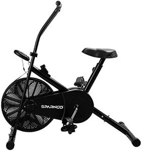 Sparnod Fitness SAB-04 Upright Air Bike Exercise Cycle for Home Gym - Adjustable Resistance, Height Adjustable Seat