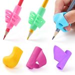 OSteed 17 Pcs Pencil Grips for Children Handwriting, 5-Style Ergonomic Pen Grips for Children, 4-Stage Silicone Pencil Holder for Left and Right Handed Kids Writing Aid, Assorted Colors