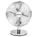Beldray EH3266CH 10 Inch Desk Fan – Oscillating Fan with 3 Speed Settings, Adjustable Head, Portable, Ideal for Home, Bedroom, Office, Tabletop/Desktop, Electric Cooling Fan, 30 W, Silver/Chrome