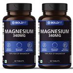 Boldfit Magnesium Supplements for Men & Women 440mg with Magnesium Oxide For Recovery Support, Relaxation & Energy Support - 100% RDA Of Magnesium - 60 Vegetarian Tablets - 2 Pack