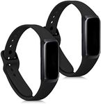 kwmobile Straps Compatible with Samsung Galaxy Fit (SM-R370) Straps - 2x Replacement Silicone Watch Bands - Black Matte