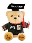 Personalized Class of 2024 Graduation Teddy Bear Gift for Her, Preschool, Kindergarten, for High School College, Soft Custom Graduation Bear Customized Your Name Photos Class of 2024