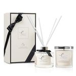 Rose & Bergamot Scented Candle and Reed Diffuser Gift Set – Luxurious Floral & Citrus Aromas, Long-Lasting Fragrance for Relaxation, for Home Décor & Special Occasions