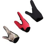 CALADNIS Fishing Gloves Casting Two Finger Stall Elastic Waist Band Unisex Red