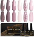 Shining She Nail Gel Polish, 6 Colours Pink Purple Taupe Glitter Gel Polish Set Soak-Off UV/LED Nail Polish Gel Manicure for Nail Art Salon DIY Home, 8ML