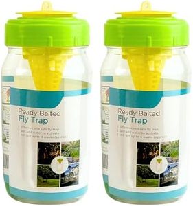 ADEPTNA Pack of 2 Ready Baited Fly Catcher Round Bottle Insect Traps Safe & Effective Simple Water Activation