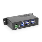 Coolgear USB 3.1 4 Port Metal Hub w/DIN Rail Clip & ESD Surge Protection