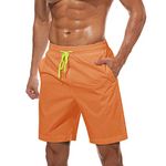 TACVASEN Men Swim Shorts Beach Holiday Essential: Men’s Bathing Suits with Mesh Liner for Comfortable Swimming Trunks Men Orange