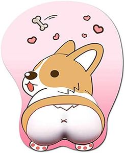 Tidoopu Mouse Pad with Wrist Support Gel Ergonomic 3D Mouse Pad Anime Corgi Dog Mousepad Gaming Mouse Mat for PC Laptops (Pink)