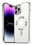 IAIYOXI Magnetic Clear Case for iPhone 8 Plus with Full Camera Lens Protection,Compatible with MagSafe,Plating Soft TPU Phone Case,Anti-Scratch Shockproof Slim Cover for Women Gilrs Men - Sliver