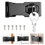 Hasp and Staple with Padlock, ADERTOS Keyed Hasp Lock Heavy Duty Shed Lock Door Lock Hasp Twist Knob Keyed Locking Hasp Safety Door Clasp Gate Lock with Key for Cabinets Cupboard Drawer Gate (3 Inch)