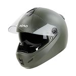 Steelbird SBH-34 Rox Road ISI Certified Full Face Helmet with Inner Smoke Sun Shield and Outer Clear Visor (Large 600 MM, Dashing Battle Green)