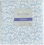 South Point Home Fashions 6-Piece Printed Sheet Set - Queen/King | 17"" Extra Deep | Cool, Crisp, Breathable Bed Sheets - Brushed for Softness (Brooks, Queen (U.S. Standard)), 1703334