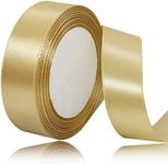 Gold Satin Ribbon 1 Inches x 25 Yards, Solid Color Fabric Ribbon for Gift Wrapping, Crafts, Hair Bows Making, Wreath, Wedding Party Decoration and Sewing Projects