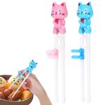 2 Pairs Chopsticks for Kids, Plastic Training Chopsticks for Beginners, Easy to Use Reusable Chopsticks Finger Helpers, Kids Chopsticks Auxiliary Holding Position, for Left-Handed and Right-Handed