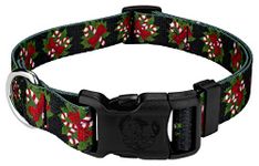 Country Brook Petz - Deluxe Black Candy Cane Dog Collar - Made in The U.S.A. - Christmas Collection Featuring Festive Designs (1 Inch, Extra Large)