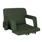 Seamander Stadium Seat for Bleachers or Benches Portable Reclining Stadium Seat Chair with Padded Cushion Chair Back and Armrest Support (Forest Green, 1-Pack)