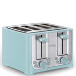 bella 4 Slice Toaster with Auto Shut Off - Extra Wide Slots & Removable Crumb Tray and Cancel, Defrost & Reheat Function - Toast Bread & Bagel, Stainless Steel and Aqua