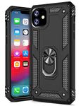 GREATRULY Ring Kickstand Phone Case for iPhone 11 6.1 Inch (2019 Release),Heavy Duty Dual Layer Drop Protection Case,Hard Shell + Soft TPU + Ring Stand Fits Magnetic Car Mount,Black