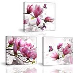 Piy Painting Set of 3 Canvas Print, Elegant Orchid Flowers Picture 12x12in, Modern Stretched on Wooden Frame, Ready Hanging, Perfect for Bathroom Wall Art Decoration, Christmas New Year Gift