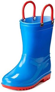 Puddle Play Toddler and Kids Waterproof Rain Boots with Easy-On Handles - Boys and Girls Solid Colors Blue Size: 8 Toddler