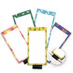 5 Pack Magnetic Notepads for Fridge with Pen Holder, Full Magnet Back Notepad, To Do List, Grocery Shopping, Summer Theme, 6" x 3", 50 Sheets, Magnet Memo Pad for Fridge, Locker, File Cabinet, etc